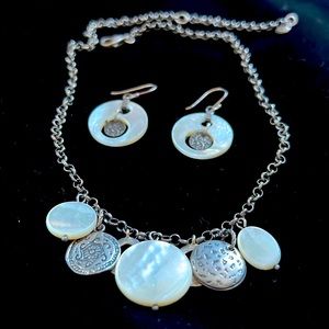 Silpada sterling mother of pearl earrings and necklace SET!